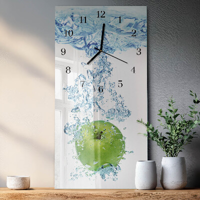 Glass wall clock vertical Apple water