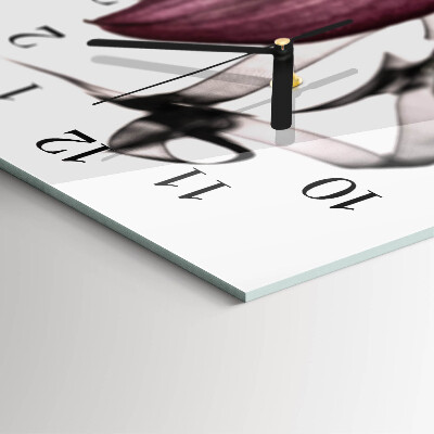 Glass wall clock vertical Orchid