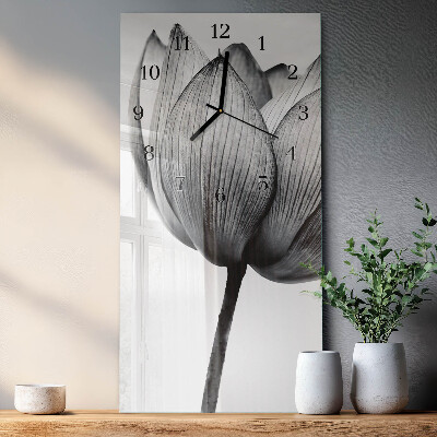Glass clock vertical Tulip