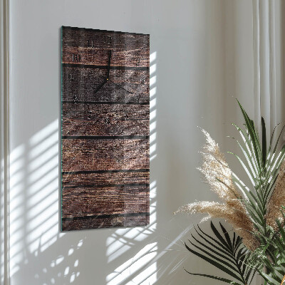 Glass wall clock vertical Wood