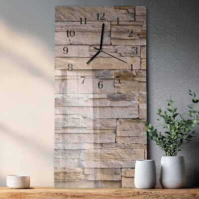 Vertical rectangular wall clock Stone wall