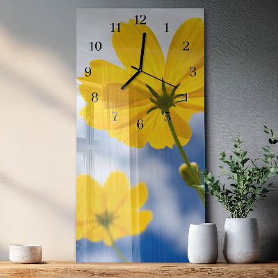 Glass clock vertical Flower