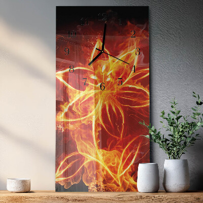 Vertical wall clock Fire flower