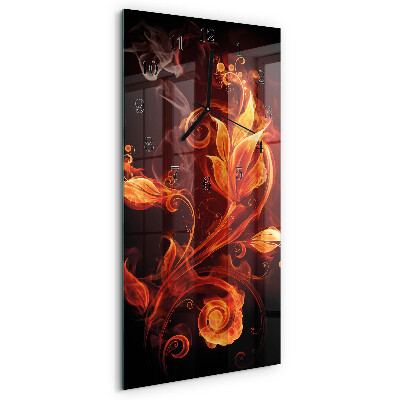 Modern vertical wall clock Fire flower