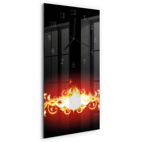 Glass clock vertical Fire flower