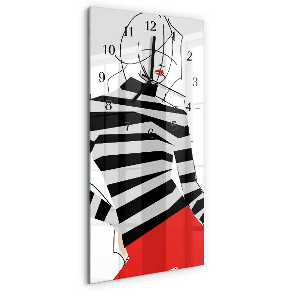 Vertical rectangular wall clock White woman