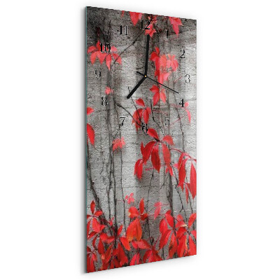Glass wall clock vertical Flowers