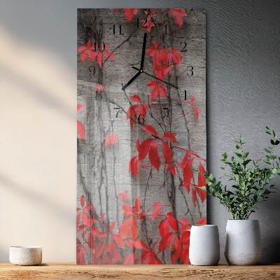 Glass wall clock vertical Flowers