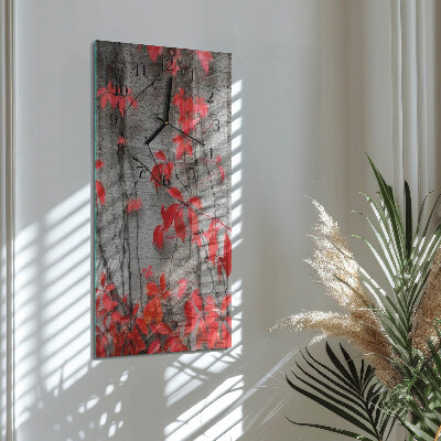 Glass wall clock vertical Flowers