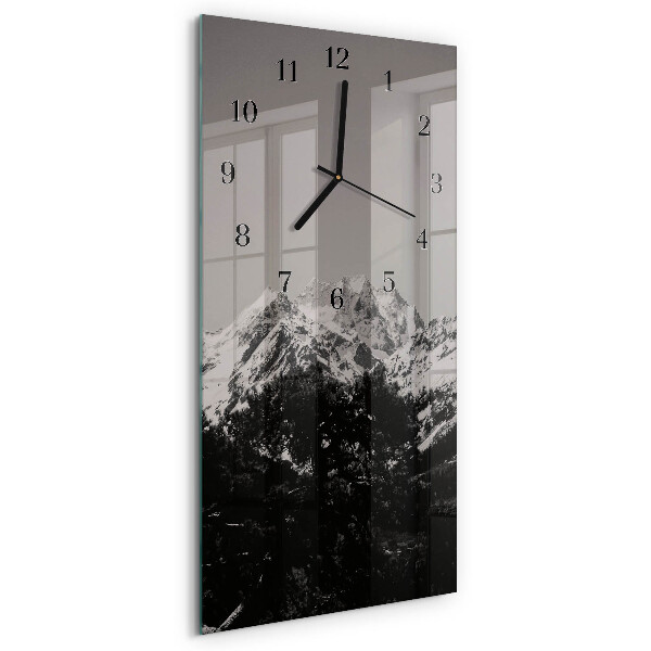 Glass clock vertical Mountains