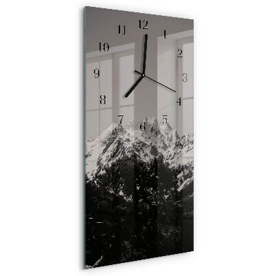 Glass clock vertical Mountains