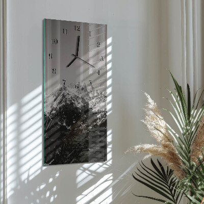 Glass clock vertical Mountains