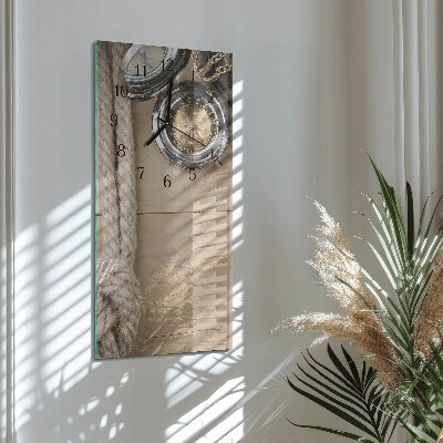 Glass clock vertical Compass