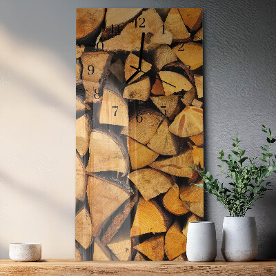 Glass wall clock vertical Wood
