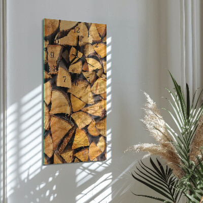 Glass wall clock vertical Wood