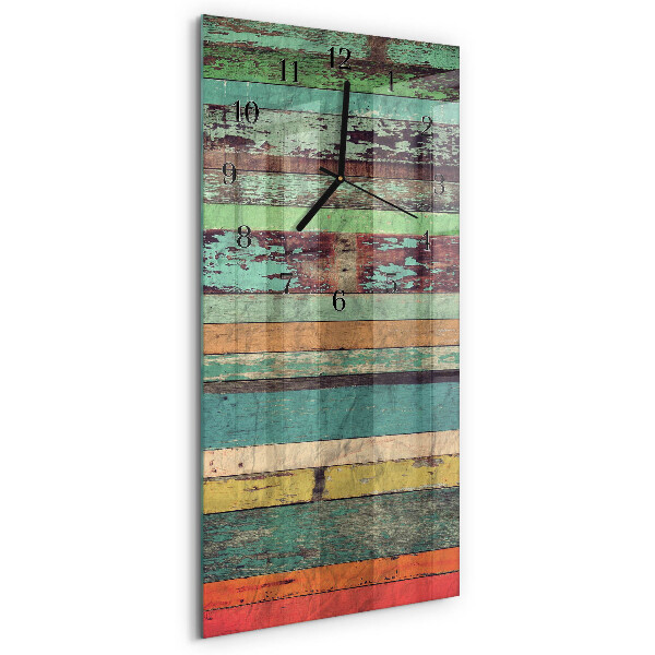 Glass wall clock vertical Wood