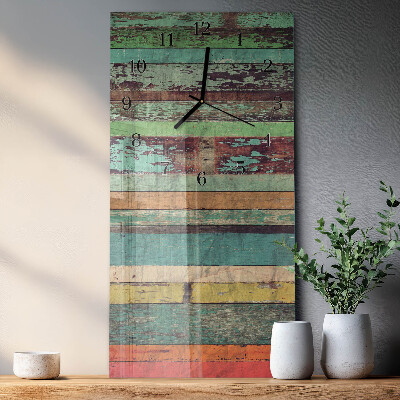Glass wall clock vertical Wood