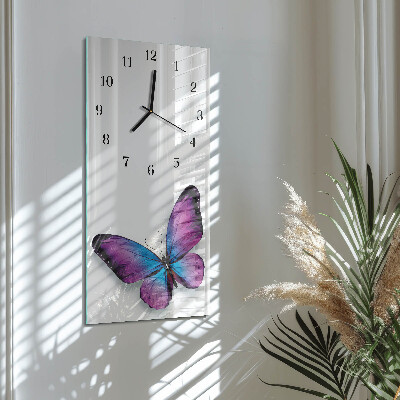Glass clock vertical Butterflies
