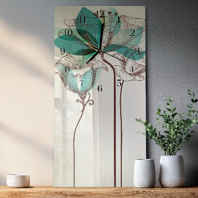 Vertical rectangular wall clock Flower