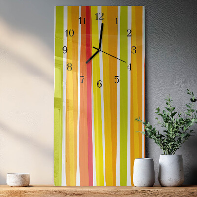 Glass wall clock vertical Stripes
