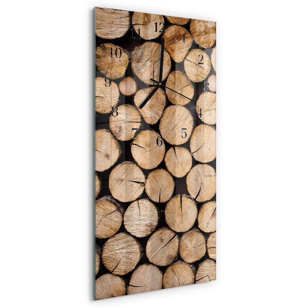 Glass clock vertical Wooden beams