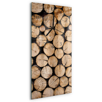 Glass clock vertical Wooden beams