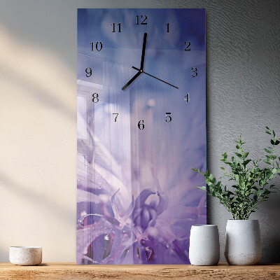 Glass wall clock vertical Flower