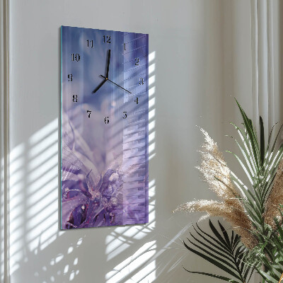 Glass wall clock vertical Flower