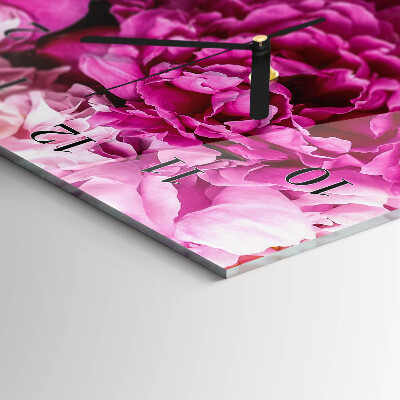 Glass clock vertical Peony