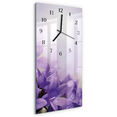 Glass wall clock vertical Flower