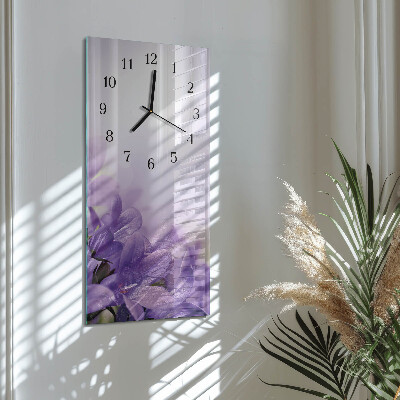 Glass wall clock vertical Flower