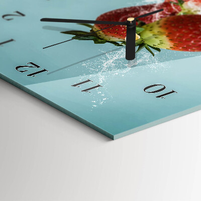 Glass wall clock vertical Strawberry