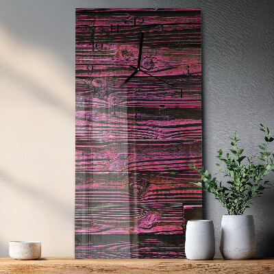 Glass wall clock vertical Wooden panels