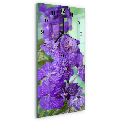 Glass clock vertical Flowers