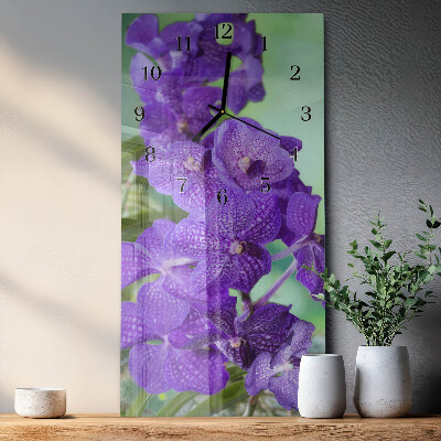 Glass clock vertical Flowers