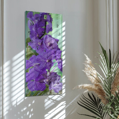 Glass clock vertical Flowers