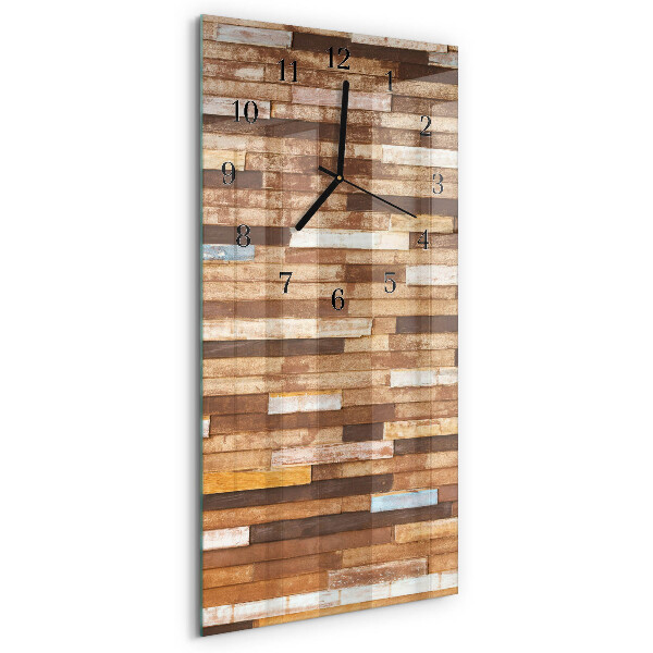 Glass wall clock vertical Construction blocks