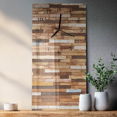 Glass wall clock vertical Construction blocks