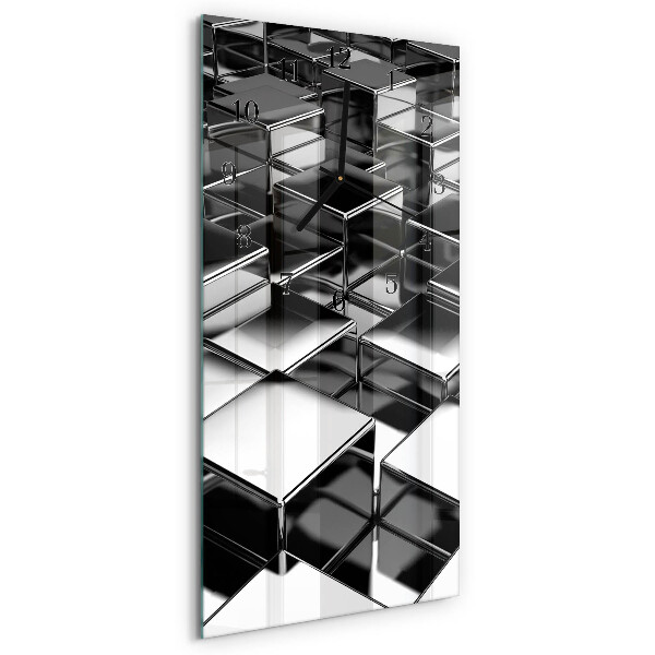 Vertical rectangular wall clock Metal cubes