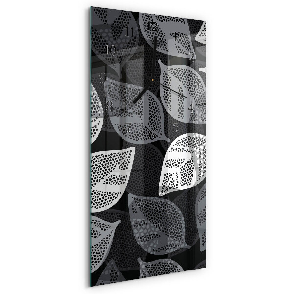 Vertical rectangular wall clock Plant leaves