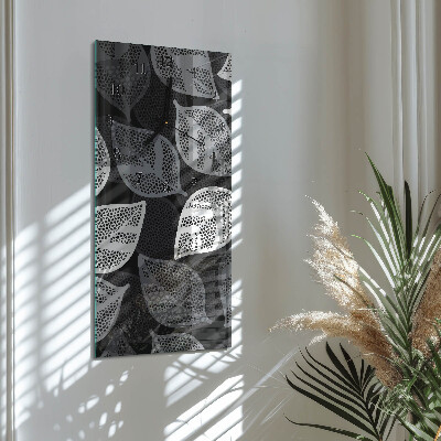 Vertical rectangular wall clock Plant leaves