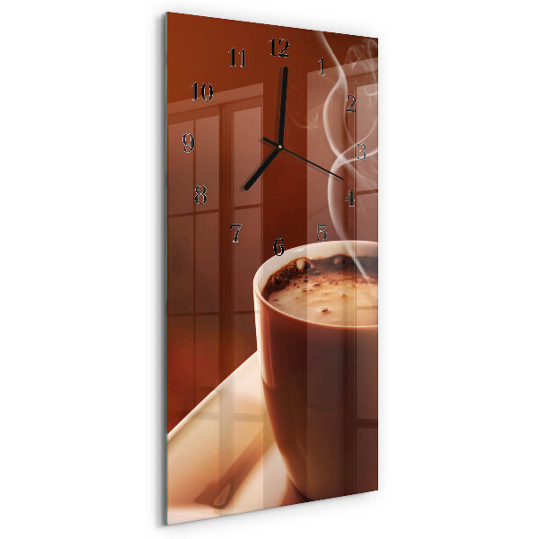 Glass wall clock vertical Coffee