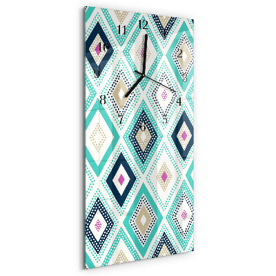 Glass clock vertical Diamonds