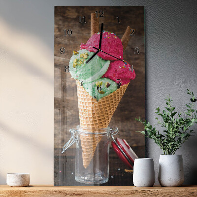 Glass wall clock vertical Ice