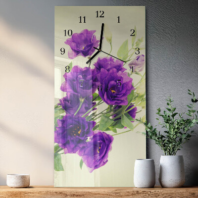 Modern vertical wall clock Flowers