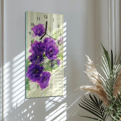 Modern vertical wall clock Flowers