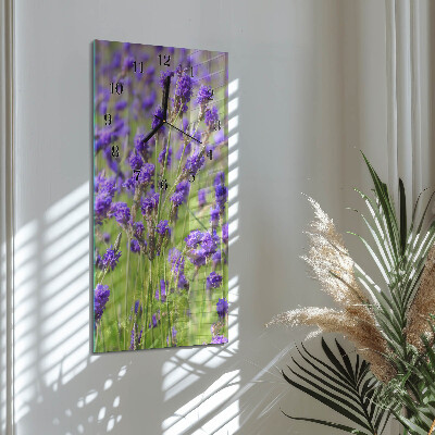 Glass wall clock vertical Lavender