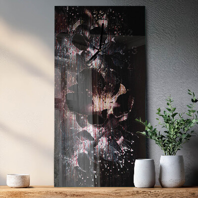 Modern vertical wall clock Flowers
