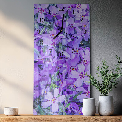 Glass clock vertical Flowers