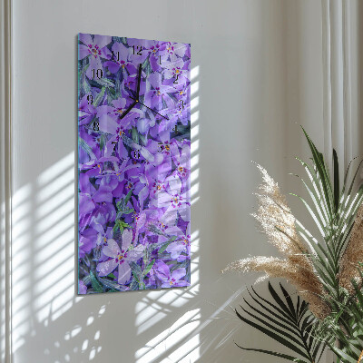 Glass clock vertical Flowers
